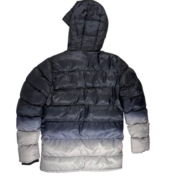 Boys XL Blue Ombre Puffer Jacket Hooded Zip Pockets Winter Coat 100% Polyester - Picture 7 of 8